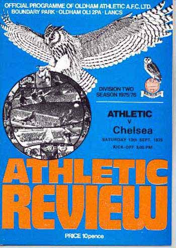 programme cover for Oldham Athletic v Chelsea, 13th Sep 1975