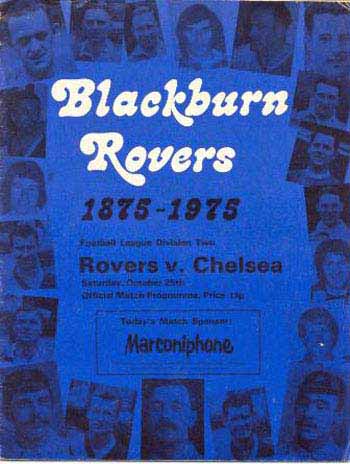 programme cover for Blackburn Rovers v Chelsea, 25th Oct 1975
