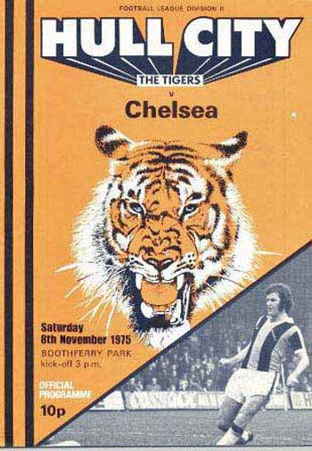 programme cover for Hull City v Chelsea, Saturday, 8th Nov 1975