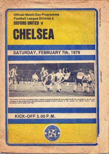 programme cover for Oxford United v Chelsea, Saturday, 7th Feb 1976