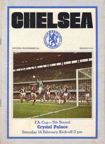 programme cover for Chelsea v Crystal Palace, Saturday, 14th Feb 1976