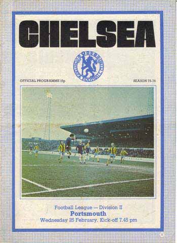 programme cover for Chelsea v Portsmouth, Wednesday, 25th Feb 1976