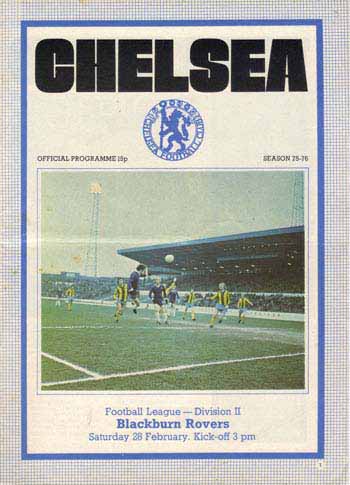 programme cover for Chelsea v Blackburn Rovers, Saturday, 28th Feb 1976
