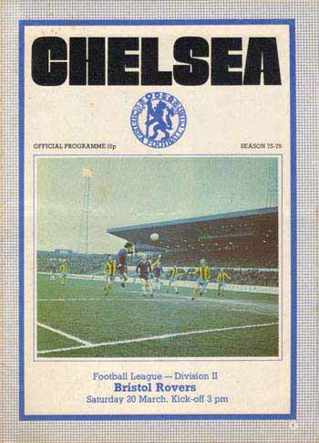 programme cover for Chelsea v Bristol Rovers, Saturday, 20th Mar 1976
