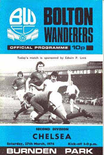 programme cover for Bolton Wanderers v Chelsea, Saturday, 27th Mar 1976