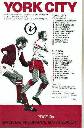 programme cover for York City v Chelsea, Saturday, 24th Apr 1976
