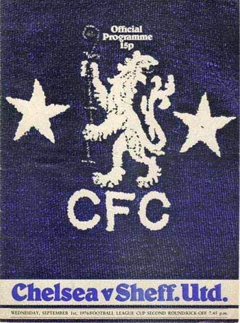programme cover for Chelsea v Sheffield United, Wednesday, 1st Sep 1976