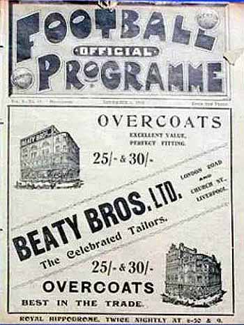 programme cover for Everton v Chelsea, 9th Nov 1912