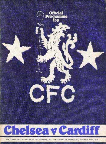 programme cover for Chelsea v Cardiff City, Saturday, 2nd Oct 1976