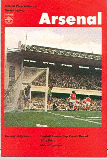 programme cover for Arsenal v Chelsea, Tuesday, 26th Oct 1976