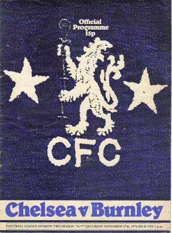 programme cover for Chelsea v Burnley, Saturday, 27th Nov 1976