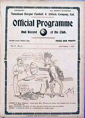 programme cover for Tottenham Hotspur v Chelsea, 7th Dec 1912