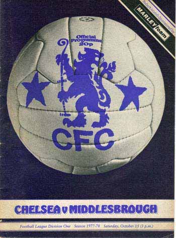 programme cover for Chelsea v Middlesbrough, Saturday, 15th Oct 1977