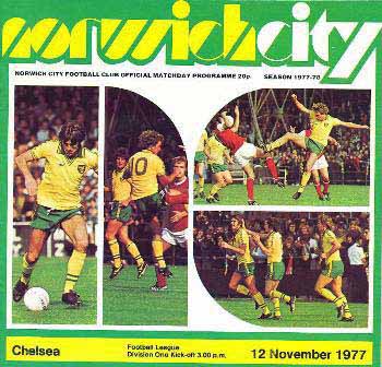 programme cover for Norwich City v Chelsea, Saturday, 12th Nov 1977