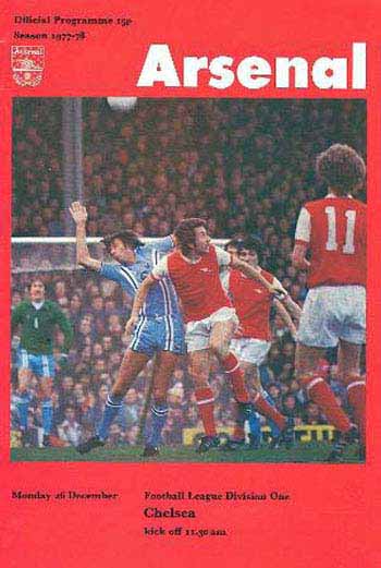 programme cover for Arsenal v Chelsea, Monday, 26th Dec 1977