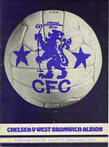 programme cover for Chelsea v West Bromwich Albion, 2nd Jan 1978