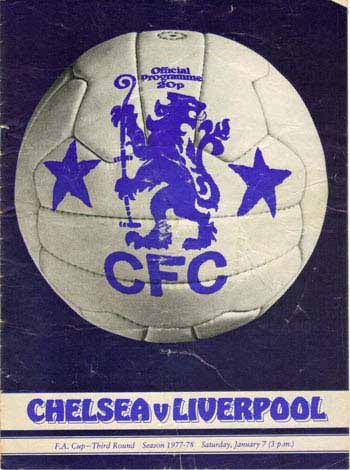 programme cover for Chelsea v Liverpool, Saturday, 7th Jan 1978