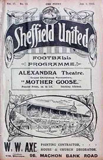 programme cover for Sheffield United v Chelsea, 4th Jan 1913