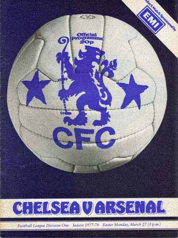 programme cover for Chelsea v Arsenal, 27th Mar 1978