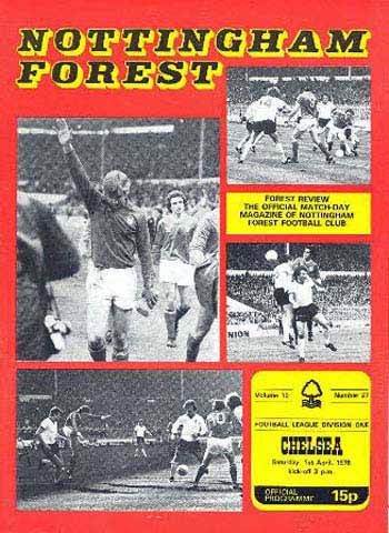 programme cover for Nottingham Forest v Chelsea, 1st Apr 1978