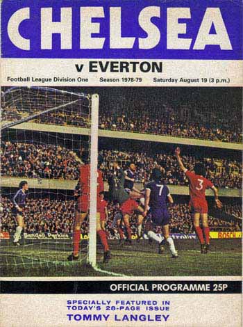 programme cover for Chelsea v Everton, Saturday, 19th Aug 1978