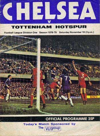 programme cover for Chelsea v Tottenham Hotspur, Saturday, 18th Nov 1978