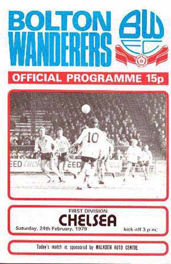 programme cover for Bolton Wanderers v Chelsea, Saturday, 24th Feb 1979