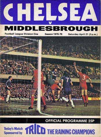 programme cover for Chelsea v Middlesbrough, Saturday, 21st Apr 1979