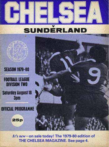 programme cover for Chelsea v Sunderland, Saturday, 18th Aug 1979
