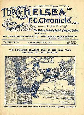 programme cover for Chelsea v Everton, Saturday, 15th Mar 1913