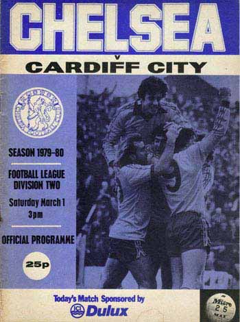 programme cover for Chelsea v Cardiff City, Saturday, 1st Mar 1980