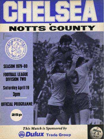 programme cover for Chelsea v Notts County, Saturday, 19th Apr 1980