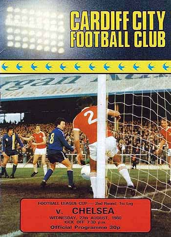 programme cover for Cardiff City v Chelsea, Wednesday, 27th Aug 1980