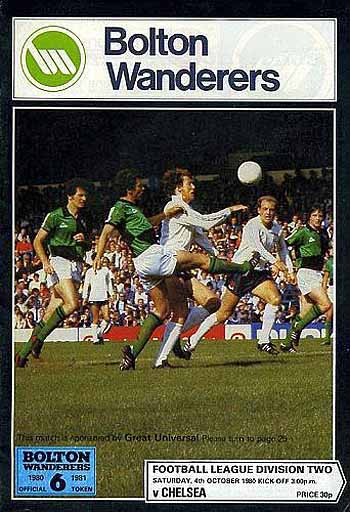 programme cover for Bolton Wanderers v Chelsea, Saturday, 4th Oct 1980