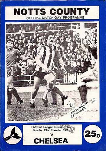 programme cover for Notts County v Chelsea, Saturday, 29th Nov 1980