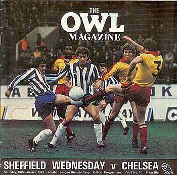 programme cover for Sheffield Wednesday v Chelsea, 10th Jan 1981
