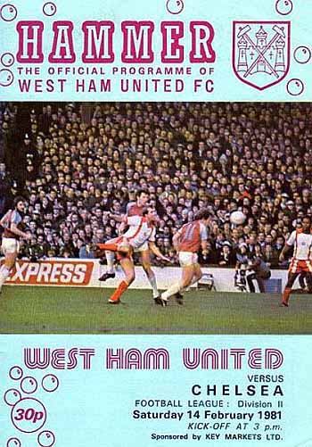 programme cover for West Ham United v Chelsea, Saturday, 14th Feb 1981