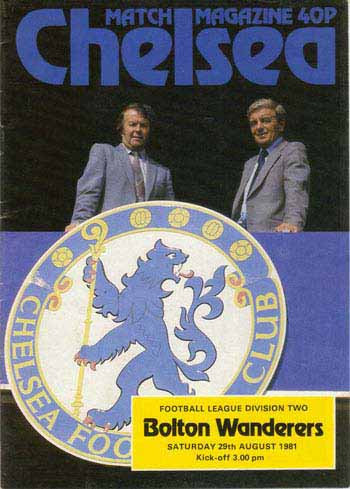 programme cover for Chelsea v Bolton Wanderers, Saturday, 29th Aug 1981