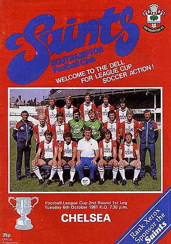 programme cover for Southampton v Chelsea, Tuesday, 6th Oct 1981