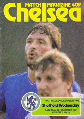 programme cover for Chelsea v Sheffield Wednesday, Saturday, 5th Dec 1981