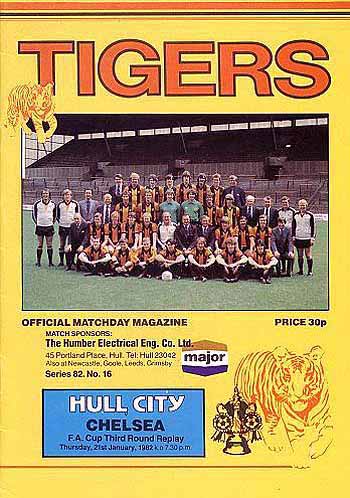 programme cover for Hull City v Chelsea, Thursday, 21st Jan 1982