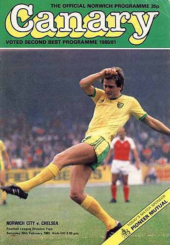 programme cover for Norwich City v Chelsea, Saturday, 20th Feb 1982
