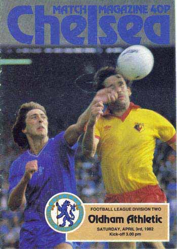 programme cover for Chelsea v Oldham Athletic, Saturday, 3rd Apr 1982