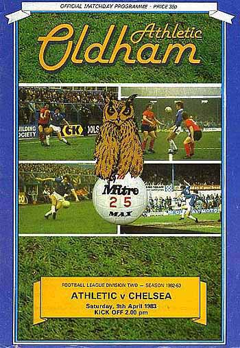 programme cover for Oldham Athletic v Chelsea, Saturday, 9th Apr 1983