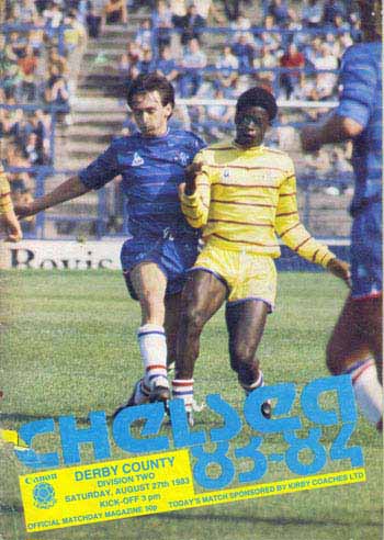 programme cover for Chelsea v Derby County, 27th Aug 1983