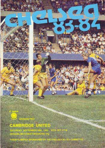 programme cover for Chelsea v Cambridge United, Saturday, 10th Sep 1983