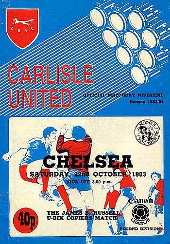 programme cover for Carlisle United v Chelsea, 22nd Oct 1983