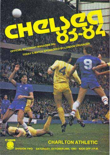 programme cover for Chelsea v Charlton Athletic, 29th Oct 1983