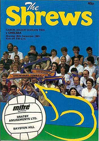programme cover for Shrewsbury Town v Chelsea, Monday, 26th Dec 1983