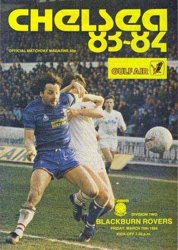 programme cover for Chelsea v Blackburn Rovers, 16th Mar 1984